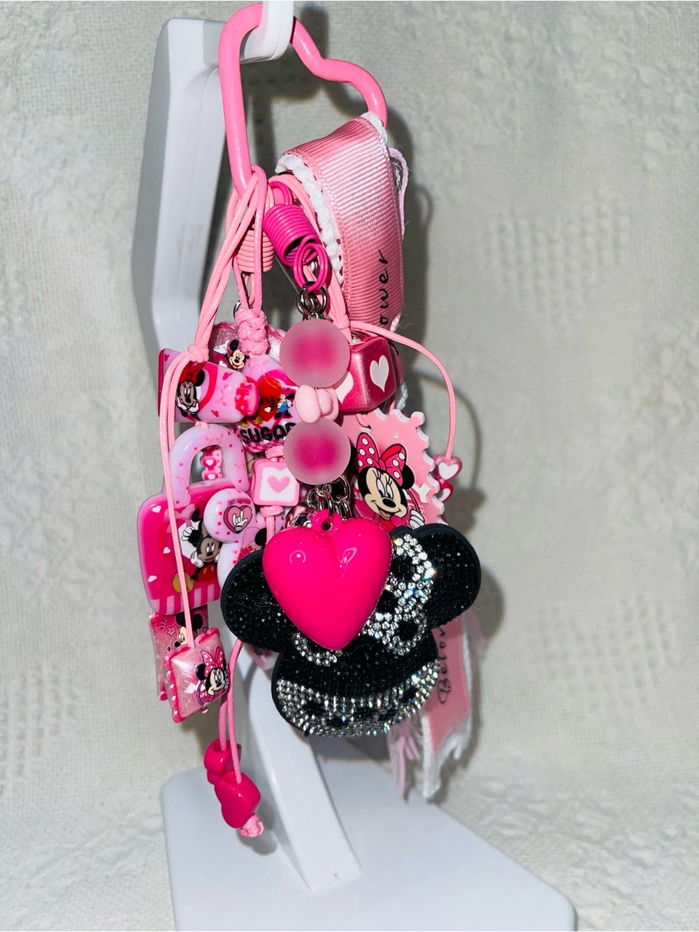 Custom Minnie Mouse OOAK Bag Charm/Keychain